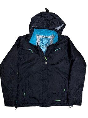 LIQUID Ski Jacket Snowboard Winter Black Waterproof Parka Coat Womens Medium